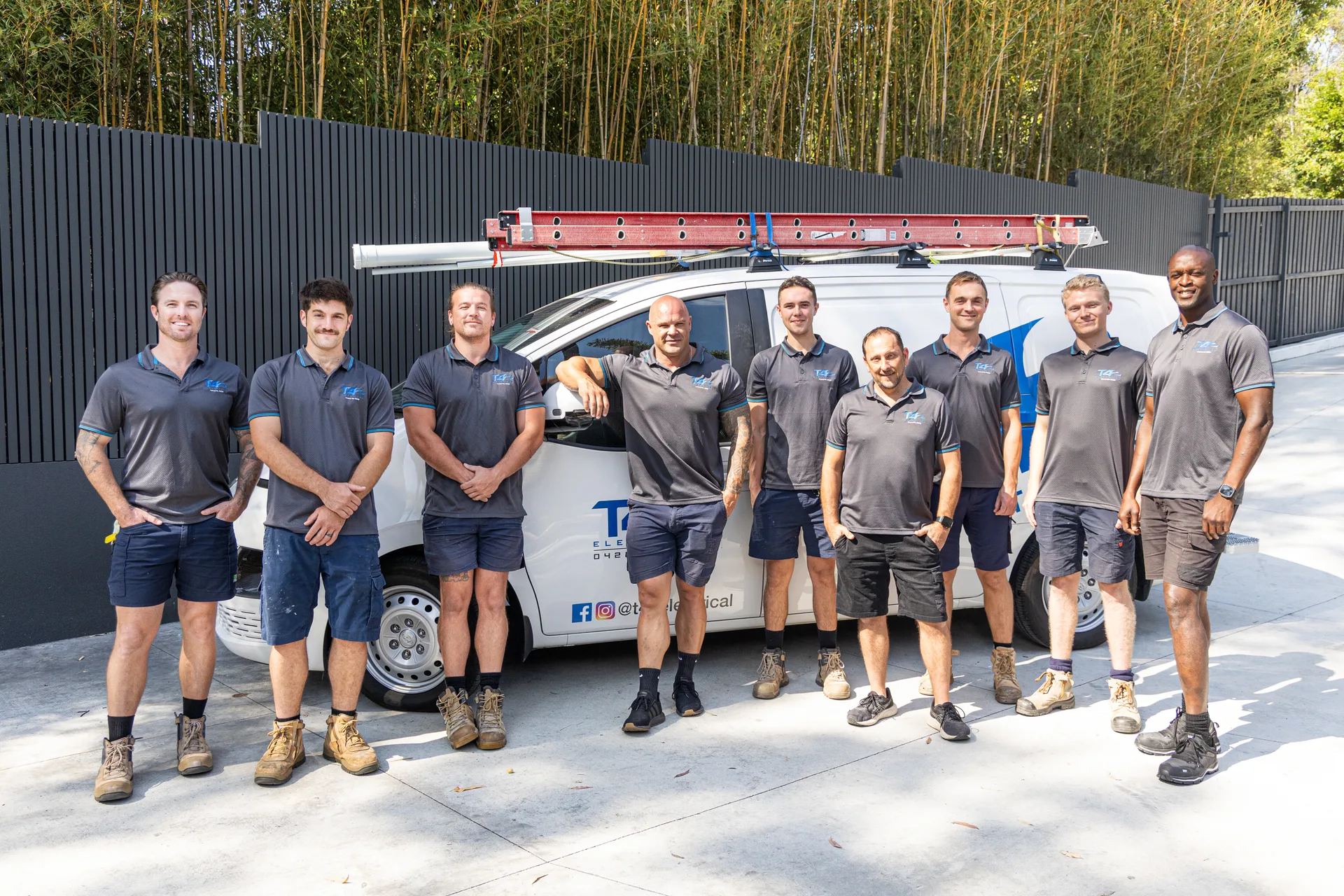 The Family Electrician Hope Island team with a service van
